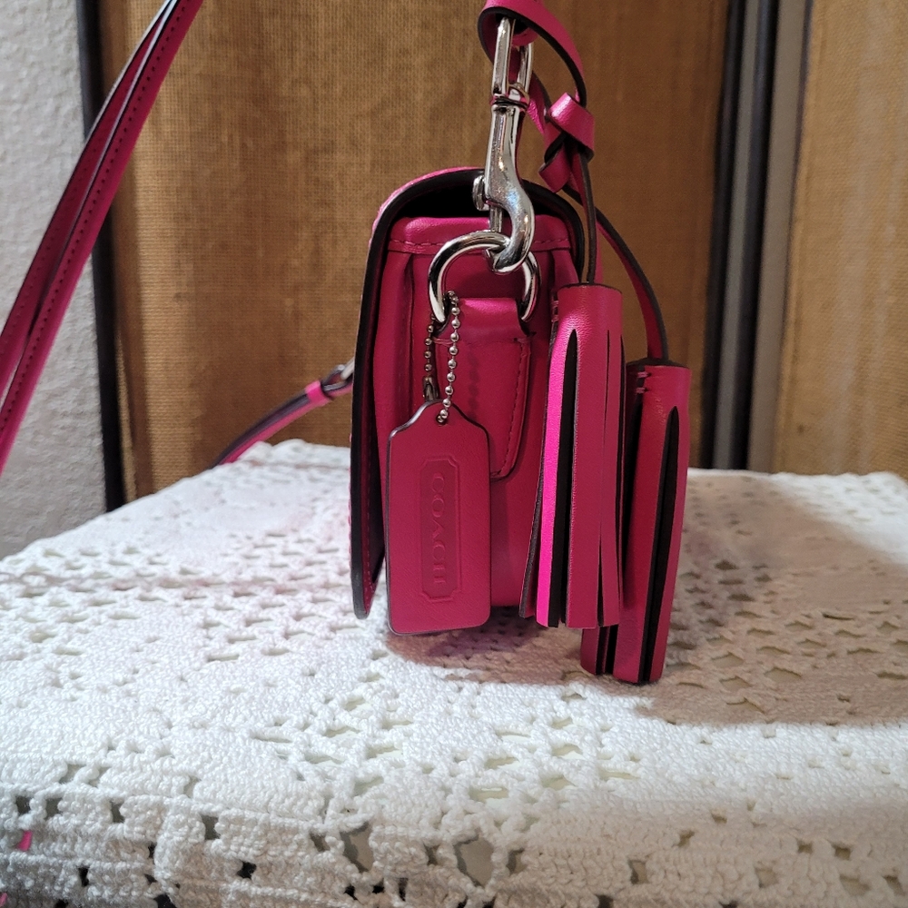 Coach Legacy 19914 Pink Leather Penny Crossbody Bag with Tassel and Handtag - Picture 4 of 13